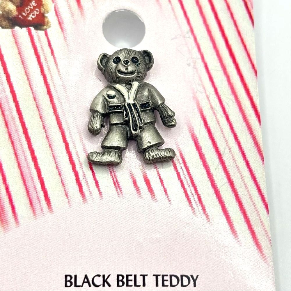 Karate Black Belt Teddy Lapel Pin Brooch